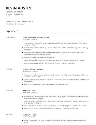 Senior Application Support Specialist Resume
