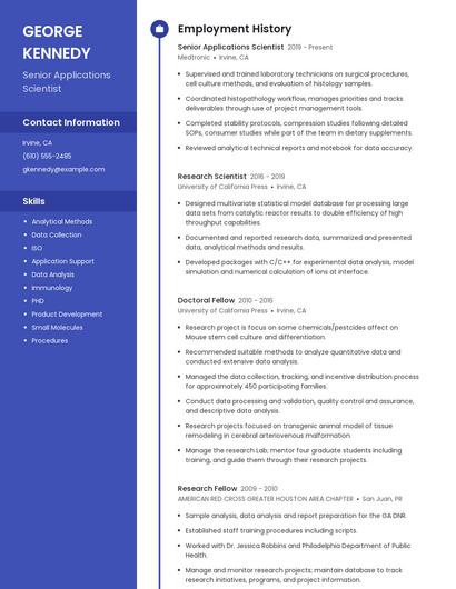 Senior Applications Scientist Resume
