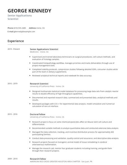 Senior Applications Scientist Resume