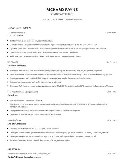 Senior Architect Resume