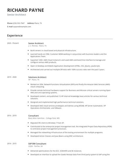 Senior Architect Resume