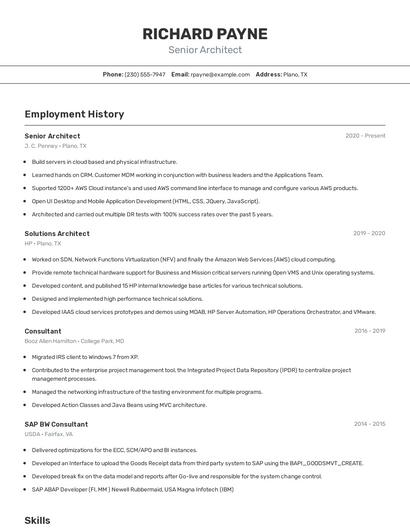 Senior Architect Resume