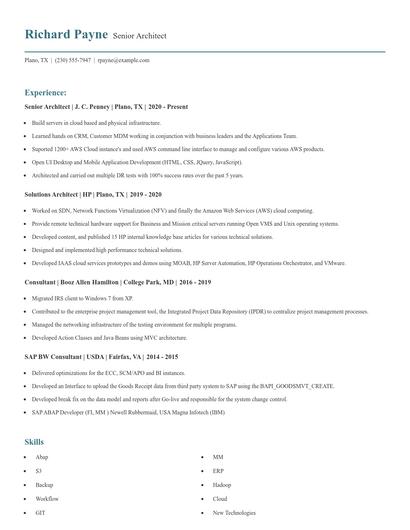 Senior Architect Resume