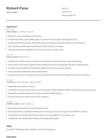Senior Architect Resume