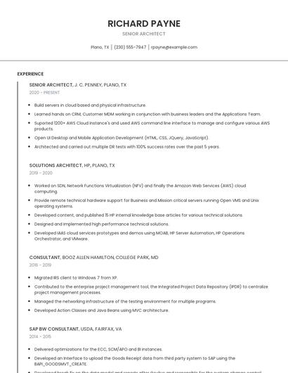 Senior Architect Resume
