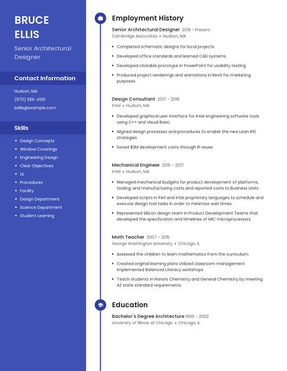 Senior Architectural Designer Resume