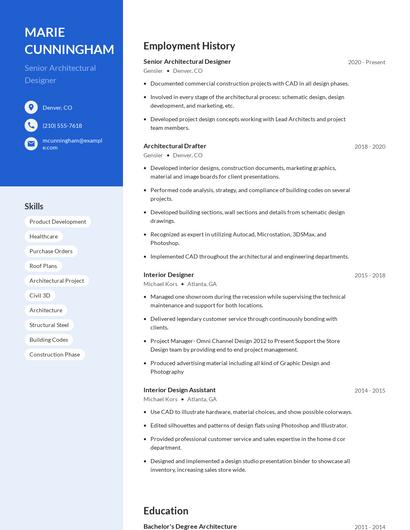 Senior Architectural Designer Resume
