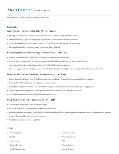 Senior Associate Resume
