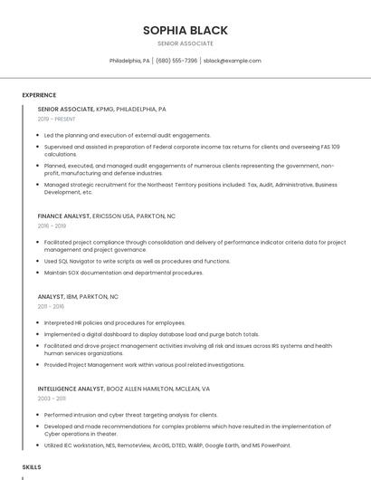 Senior Associate Resume