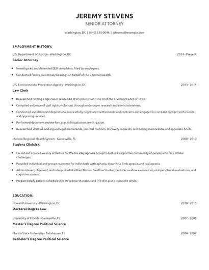 Senior Attorney Resume