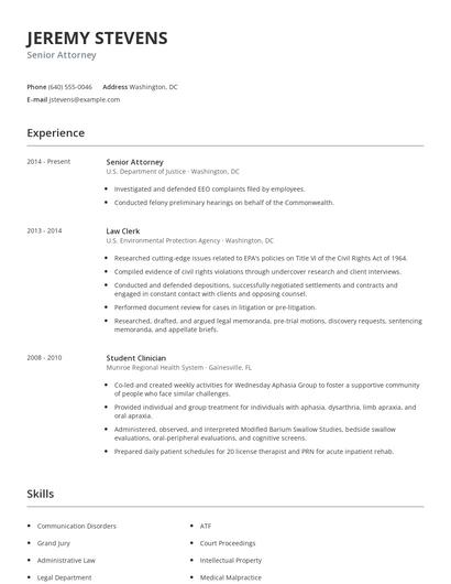 Senior Attorney Resume