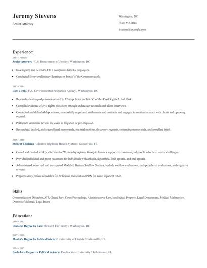 Senior Attorney Resume