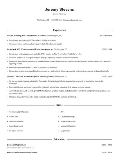 Senior Attorney Resume