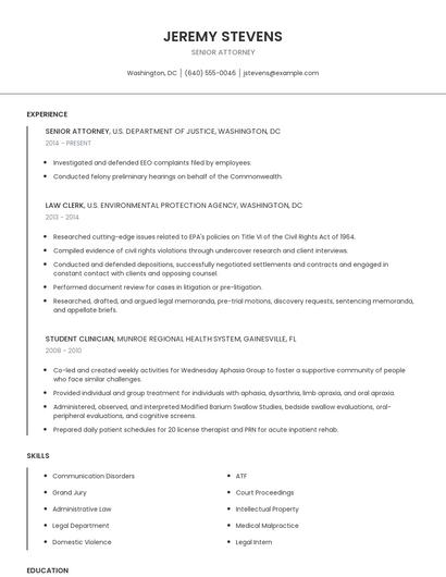 Senior Attorney Resume