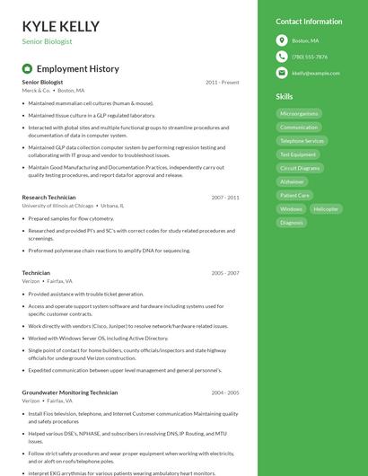 Senior Biologist Resume