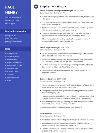 Senior Business Development Manager Resume