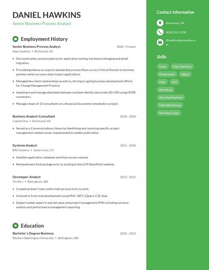 Senior Business Process Analyst Resume