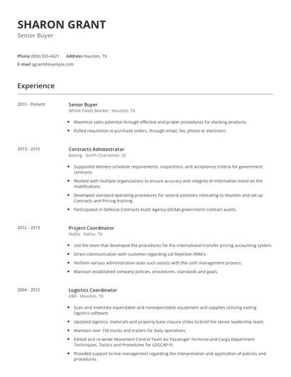 Senior Buyer Resume