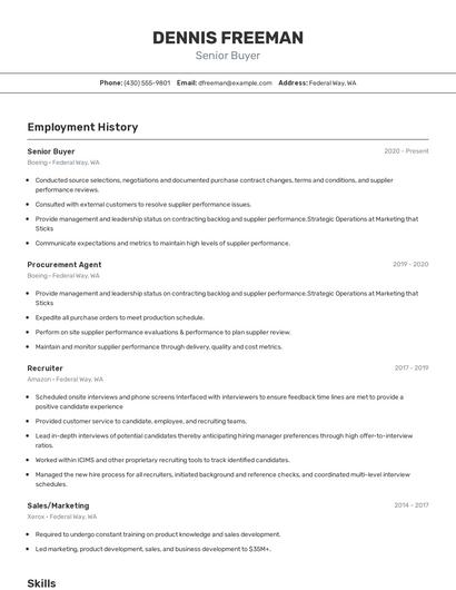 Senior Buyer Resume