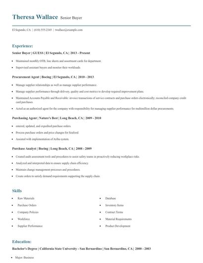 Senior Buyer Resume