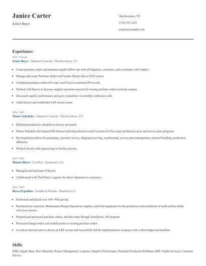 Senior Buyer Resume