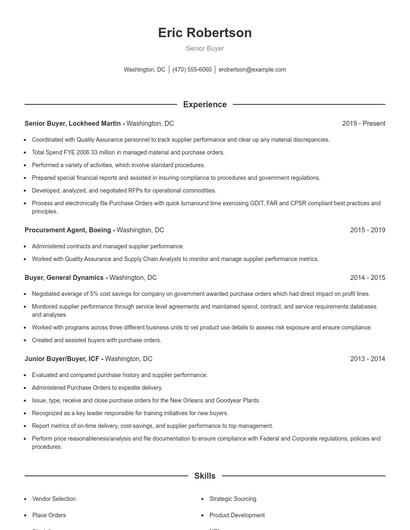 Senior Buyer Resume