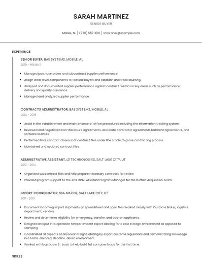 Senior Buyer Resume