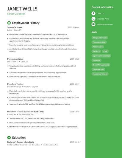 Resume example 5
