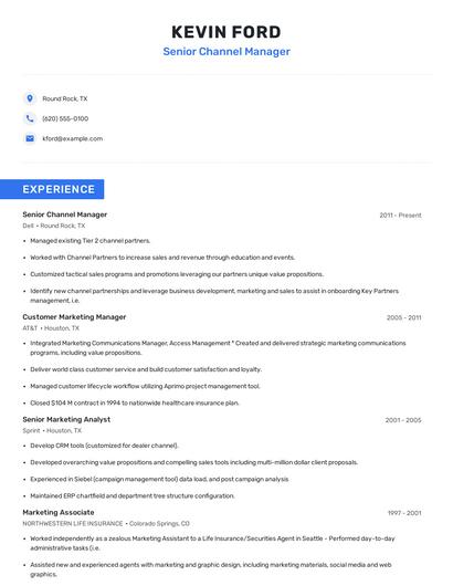 Senior Channel Manager Resume