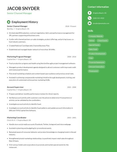 Senior Channel Manager Resume