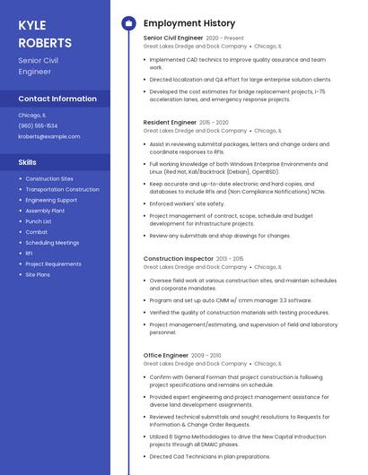 Senior Civil Engineer Resume