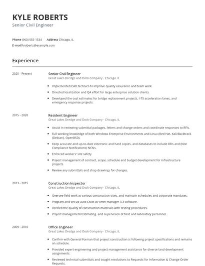 Senior Civil Engineer Resume