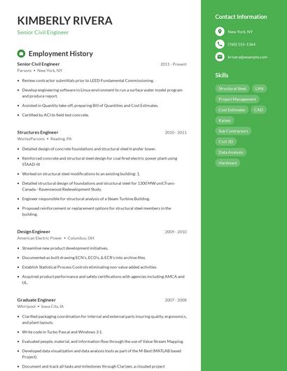 Senior Civil Engineer Resume
