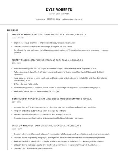 Senior Civil Engineer Resume
