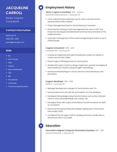 Senior Cognos Consultant Resume
