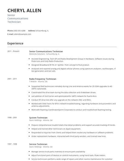 Senior Communications Technician Resume
