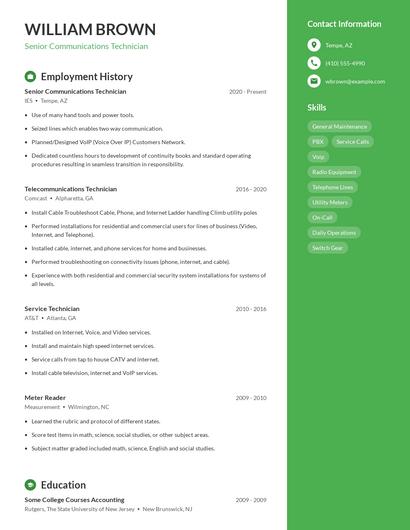 Senior Communications Technician Resume