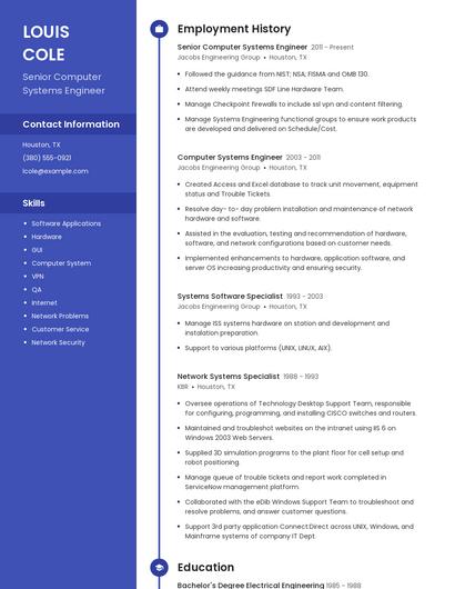 Senior Computer Systems Engineer Resume