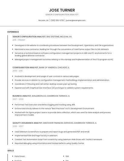 Senior Configuration Analyst Resume