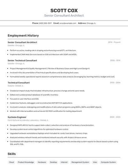 Senior Consultant Architect Resume