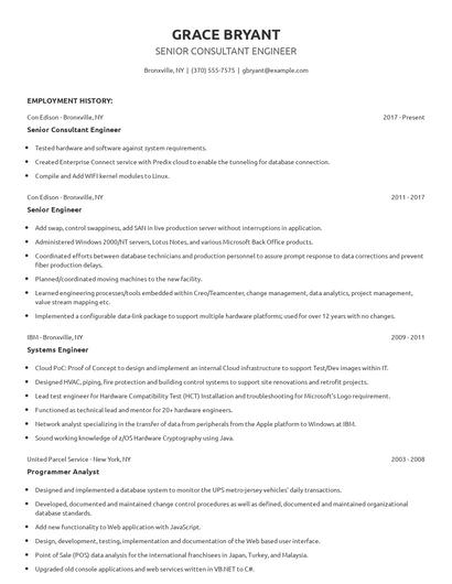 Senior Consultant Engineer Resume
