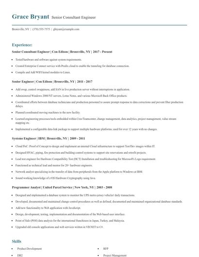 Senior Consultant Engineer Resume