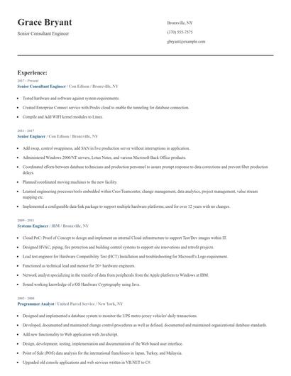 Senior Consultant Engineer Resume