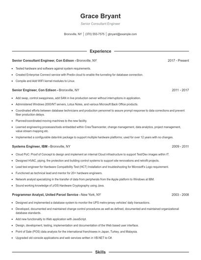Senior Consultant Engineer Resume