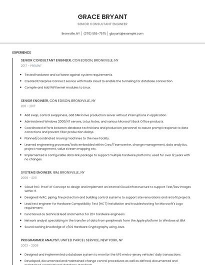 Senior Consultant Engineer Resume