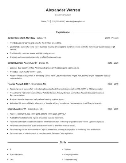 Resume example 1