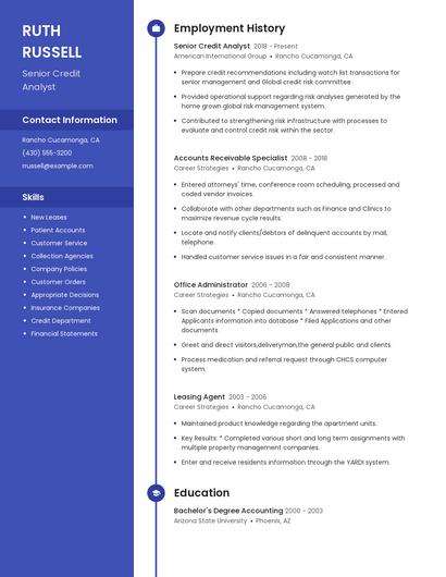 Senior Credit Analyst Resume
