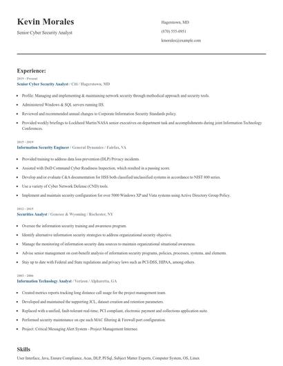 Senior Cyber Security Analyst Resume