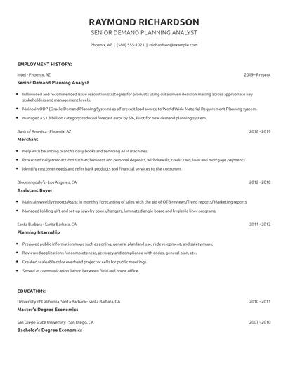 Senior Demand Planning Analyst Resume
