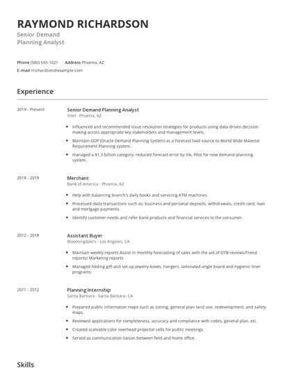 Senior Demand Planning Analyst Resume